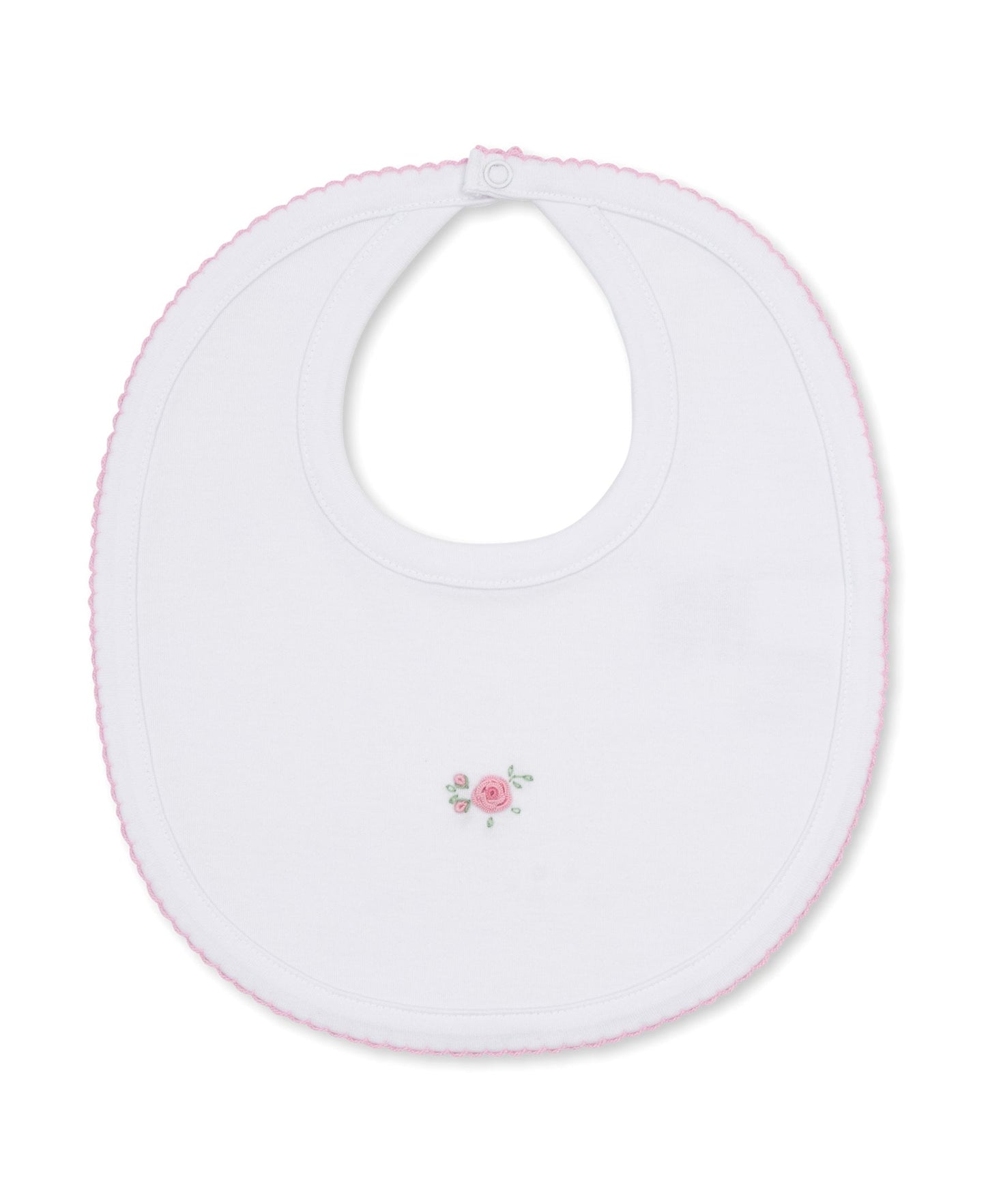 Kissy KissyKissy Kissy Embroidered Rose Bib White w/Pink TrimBabysupermarket