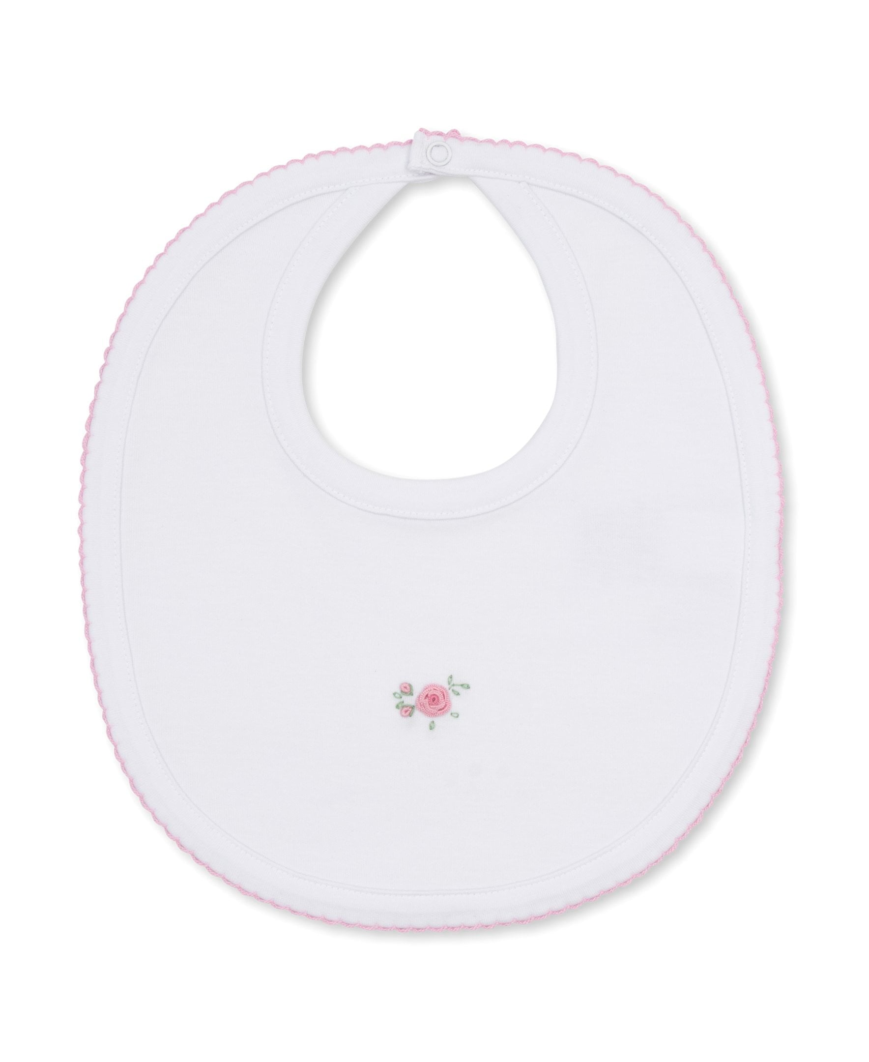 Kissy KissyKissy Kissy Embroidered Rose Bib White w/Pink TrimBabysupermarket