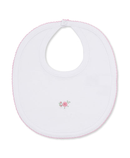 Kissy KissyKissy Kissy Embroidered Rose Bib White w/Pink TrimBabysupermarket