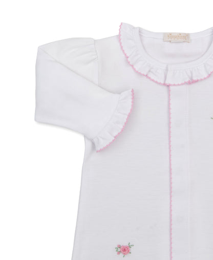 Kissy Kissy Girls Apparel / Gowns / Infant Kissy Kissy Embroidered Rose Convertible Gown White w/Pink Trim