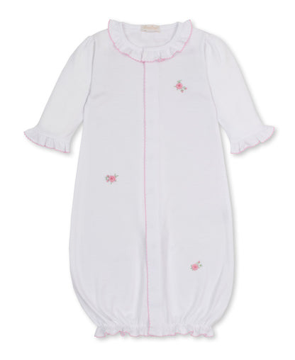 Kissy Kissy Girls Apparel / Gowns / Infant Kissy Kissy Embroidered Rose Convertible Gown White w/Pink Trim