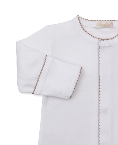 Kissy Kissy Boys Apparel / Gowns / Infant Kissy Kissy Premier Puppy Paws Embroidered Convertible Gown White w/Brown Trim
