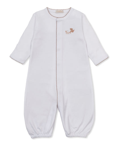 Kissy Kissy Boys Apparel / Gowns / Infant Kissy Kissy Premier Puppy Paws Embroidered Convertible Gown White w/Brown Trim
