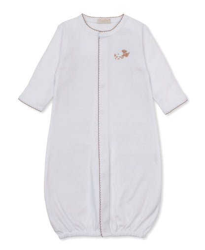 Kissy Kissy Boys Apparel / Gowns / Infant Kissy Kissy Premier Puppy Paws Embroidered Convertible Gown White w/Brown Trim