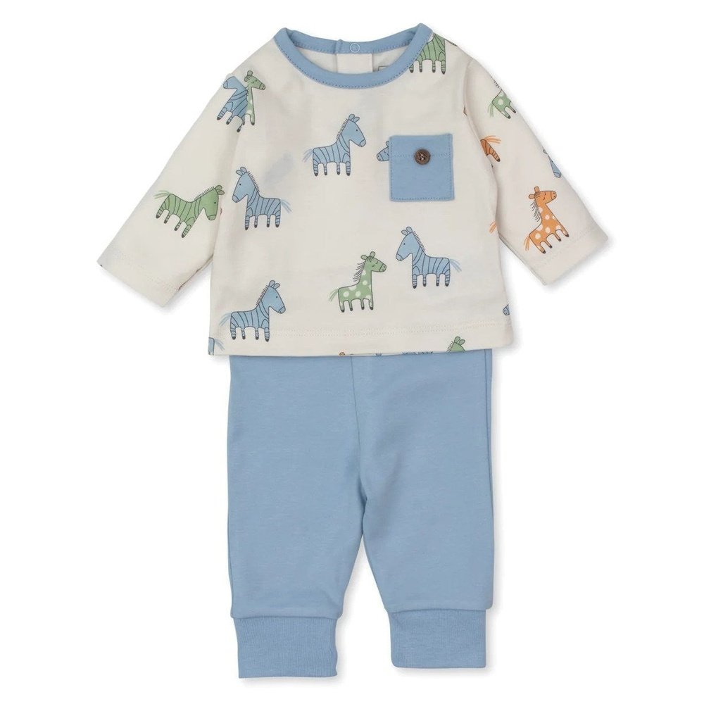 Kissy Love Zebra and Friends Blue Print Pant Set