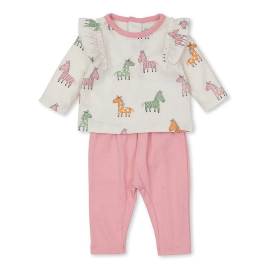 Kissy Love Zebra and Friends Pink Print Pant Set