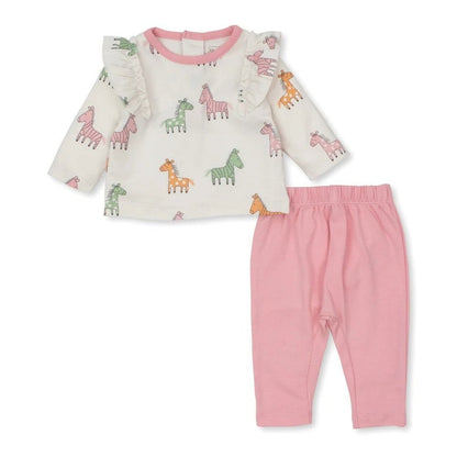 Kissy Love Zebra and Friends Pink Print Pant Set