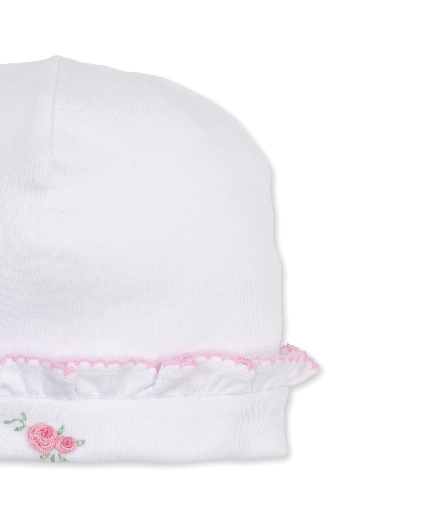 Kissy Kissy Embroidered Rose Hat White w/Pink Trim