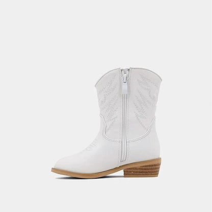 ShuShop Girls Zahara Mini Western Boot - White