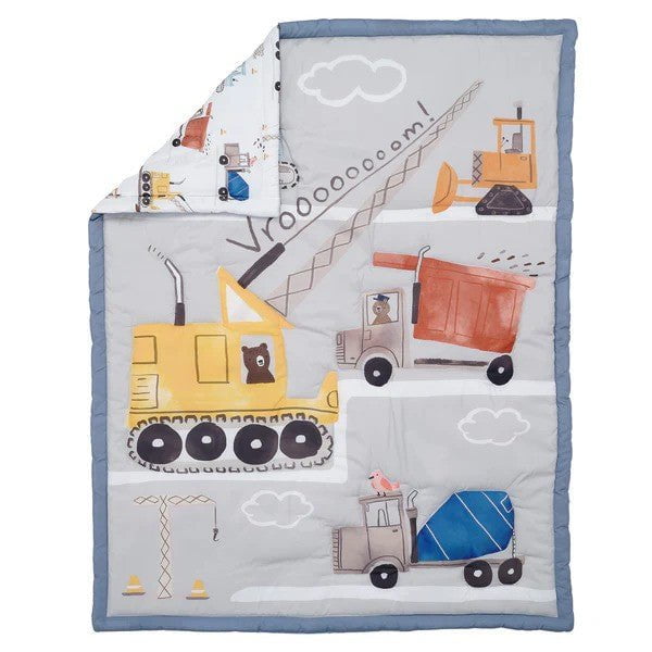 Lambs & Ivy Construction Zone 3-Piece Trucks Nursery Baby Crib Bedding Set