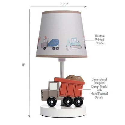 LAMBS & IVY More Decor Lambs & Ivy Construction Zone Truck Nursery Lamp with Shade & Bulb