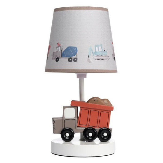 LAMBS & IVY More Decor Lambs & Ivy Construction Zone Truck Nursery Lamp with Shade & Bulb