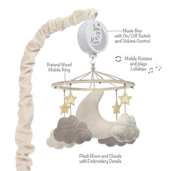 Lambs & Ivy Goodnight Moon Musical Baby Crib Mobile Soother - Stars/Clouds