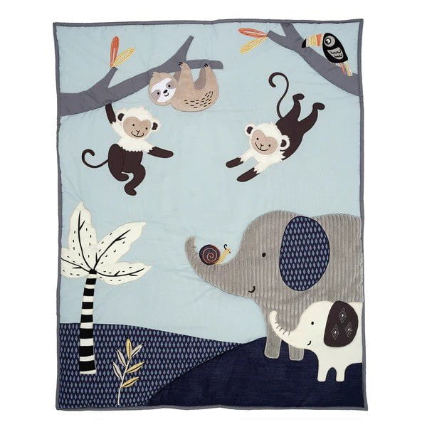 LAMBS & IVY More Decor Lambs & Ivy Jungle Party 3-Piece Elephant/Monkey Baby Crib Bedding Set