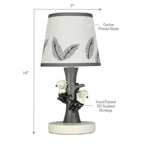 LAMBS & IVY More Decor Lambs & Ivy Jungle Party Tree with Monkeys Lamp with Shade & Bulb