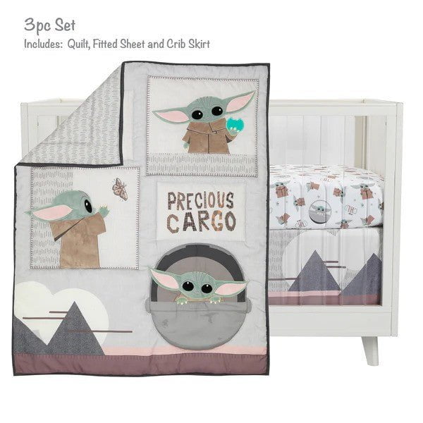 LAMBS & IVY More Decor Lambs & Ivy Star Wars The Child Baby Yoda Nursery 3-Piece Baby Crib Bedding Set