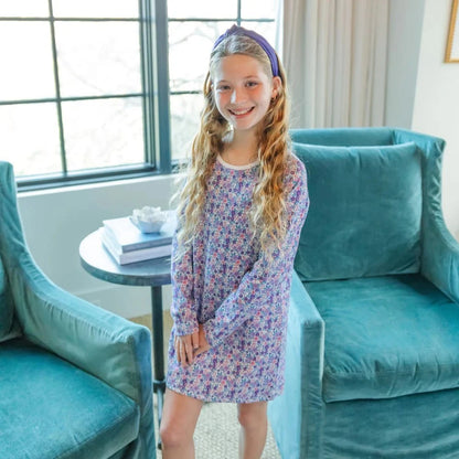 Lila and Hayes Berkeley Girls Shirt Dress - Blackberry Floral