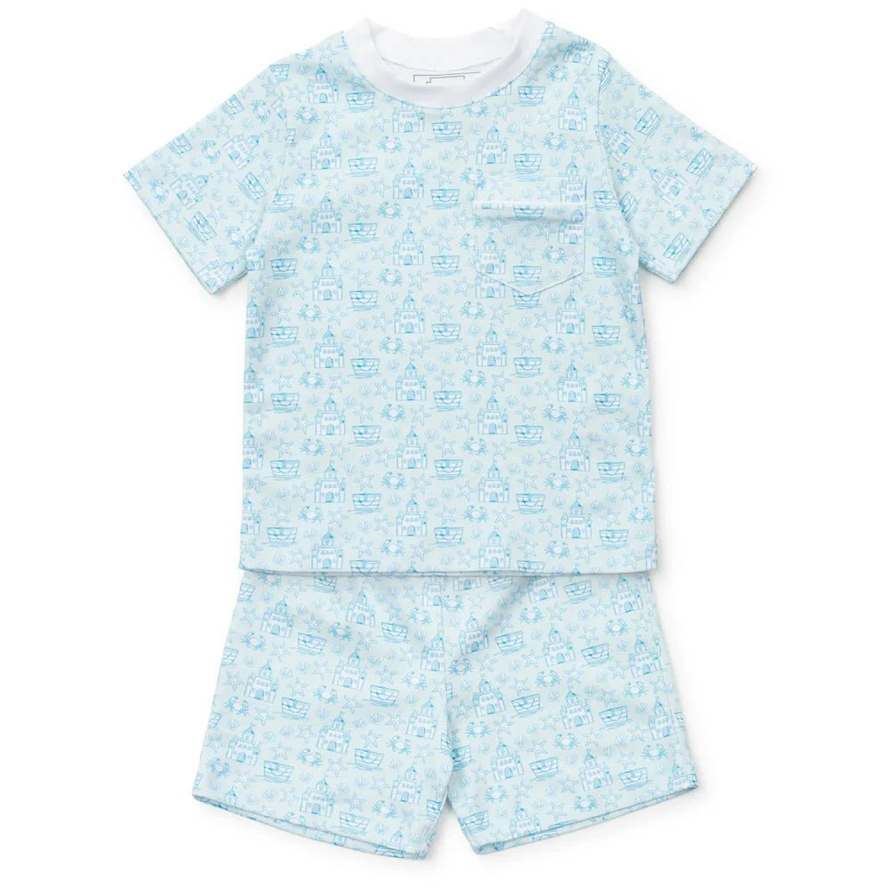 Lila and Hayes Boys Charles Short Set - Sandcastles Blue