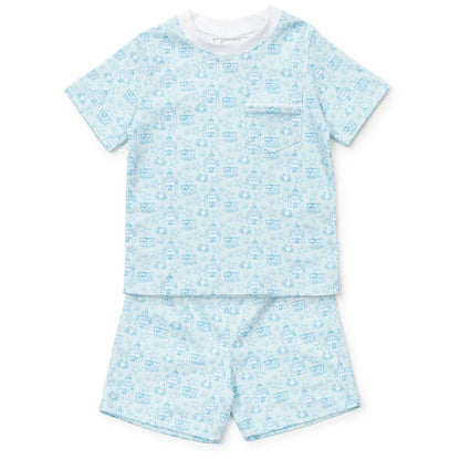 Lila and Hayes Boys Charles Short Set - Sandcastles Blue
