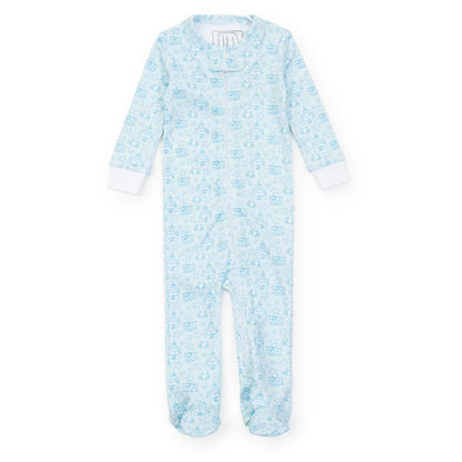 Lila and Hayes Boys Parker Zipper Pajama - Sandcastles Blue babysupermarket