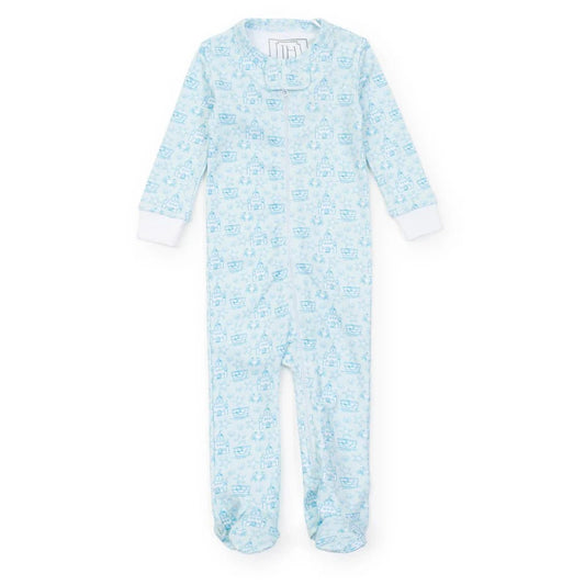 Lila and Hayes Boys Parker Zipper Pajama - Sandcastles Blue babysupermarket