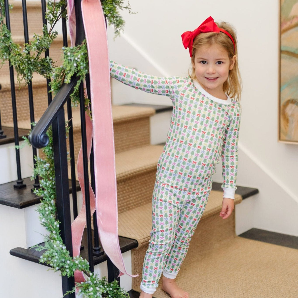 Lila and Hayes Lila and Hayes Girls Ava Pajama - Tree Topper Bows
