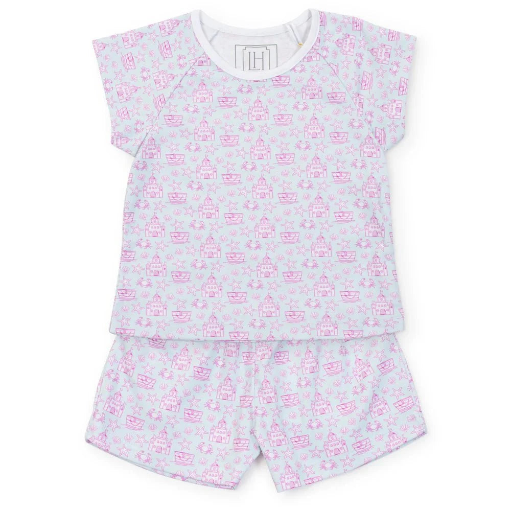 Lila and Hayes Girls Emery Short Set - Sandcastles Pink