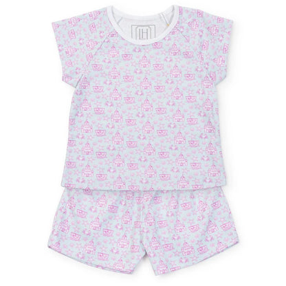 Lila and Hayes Girls Emery Short Set - Sandcastles Pink