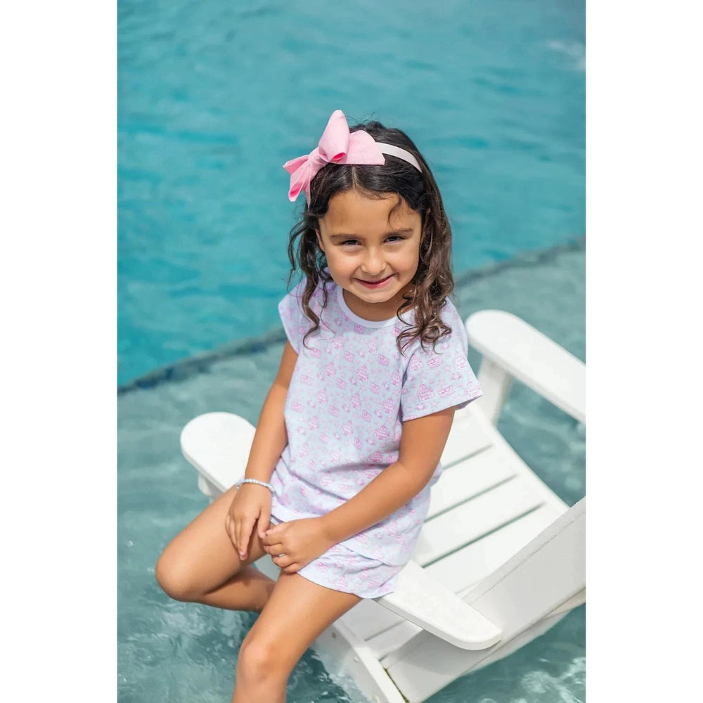 Lila and Hayes Girls Emery Short Set - Sandcastles Pink