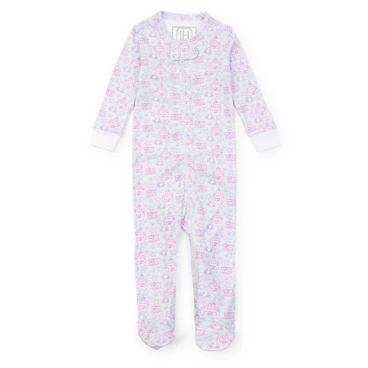 Lila and Hayes Girls Parker Zipper Pajama - Sandcastles Pink babysupermarket