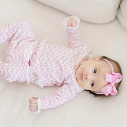 Lila and Hayes Lucy Girls Romper - Pretty Pink Bows