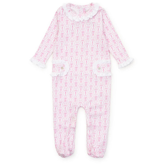 Lila and HayesLila and Hayes Lucy Ruffled Zipper Footie - Ballet & BowsBabysupermarket