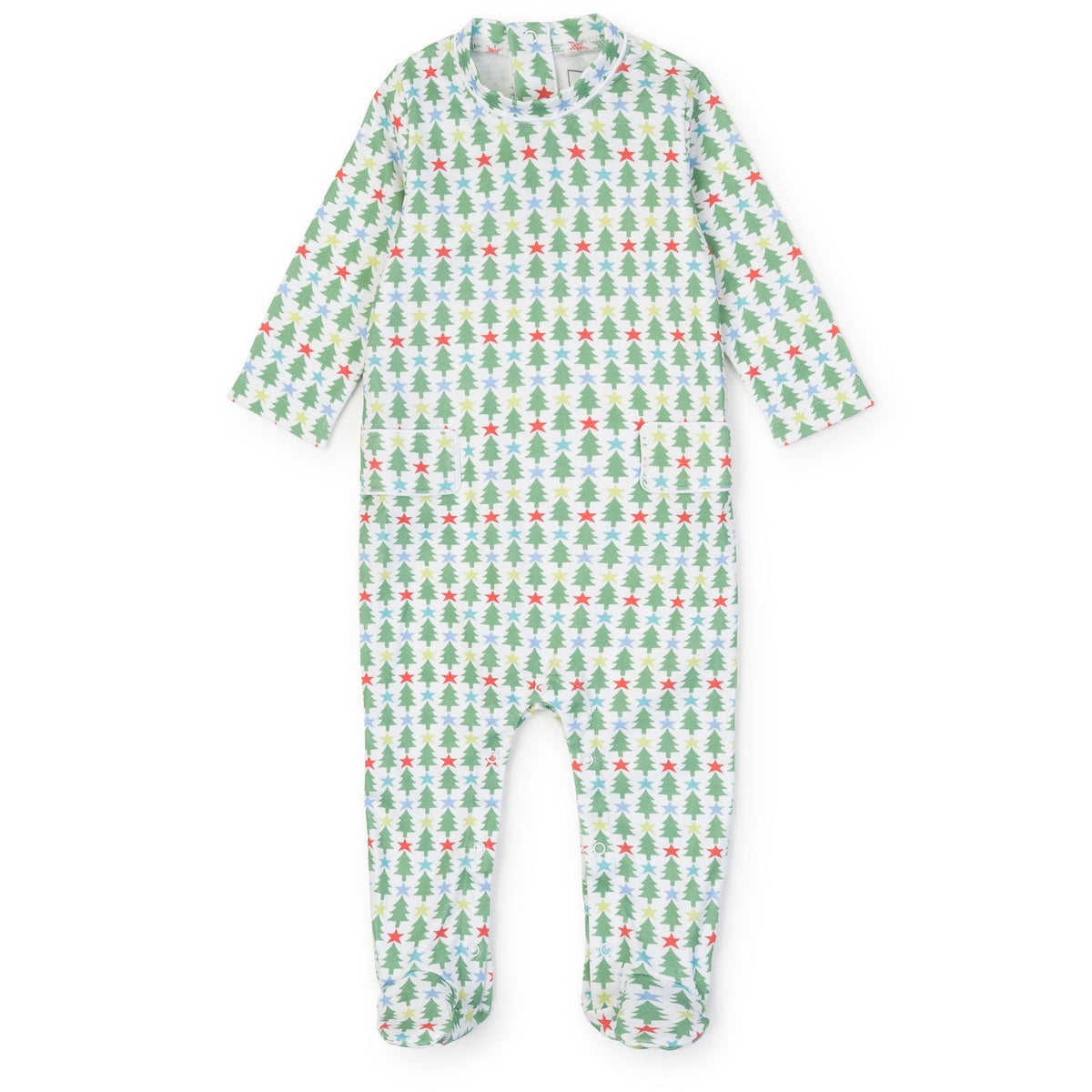 Lila and Hayes Tree Topper Stars / 0-3 Mo Lila and Hayes Boys Preston Footed Romper - Tree Topper Stars