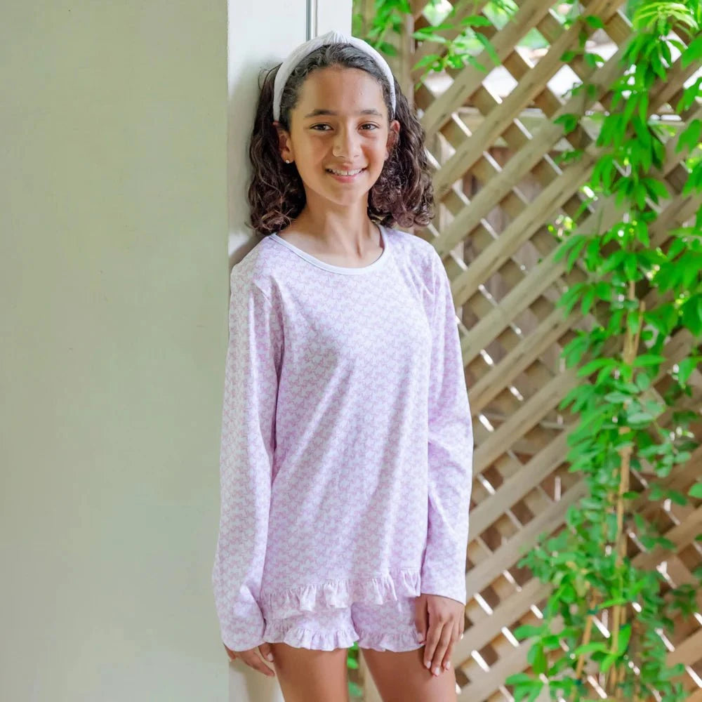 Lila and Hayes Kids Lila and Hayes Rorie Girls Short Set - Pretty Pink Bows