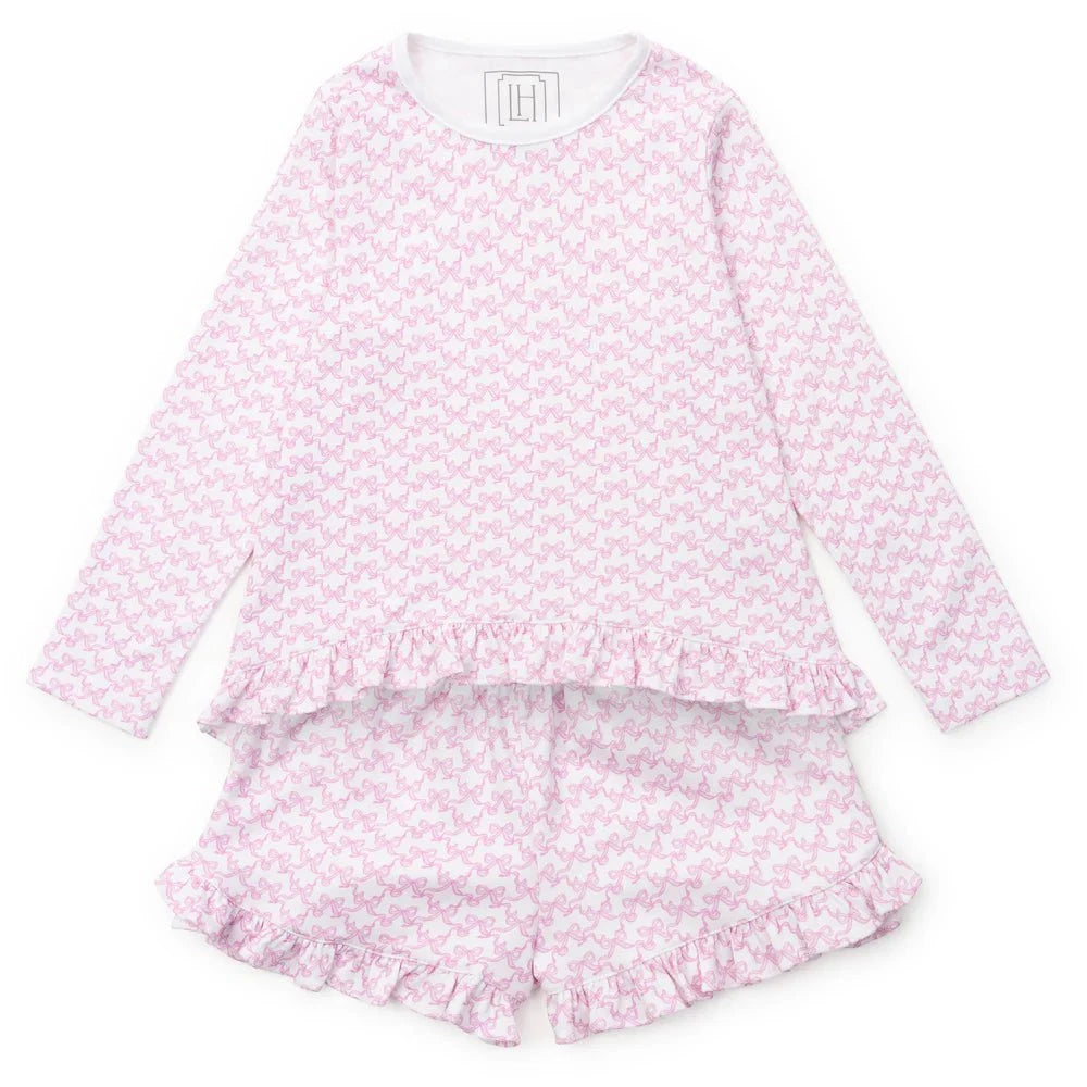 Lila and Hayes Kids 5 / Pink Lila and Hayes Rorie Girls Short Set - Pretty Pink Bows