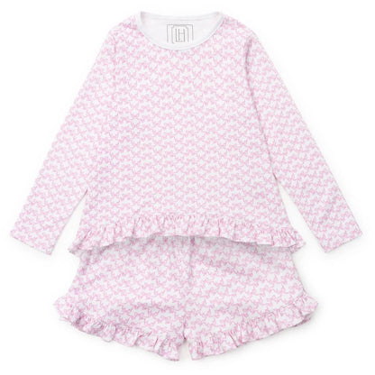 Lila and Hayes Kids 5 / Pink Lila and Hayes Rorie Girls Short Set - Pretty Pink Bows