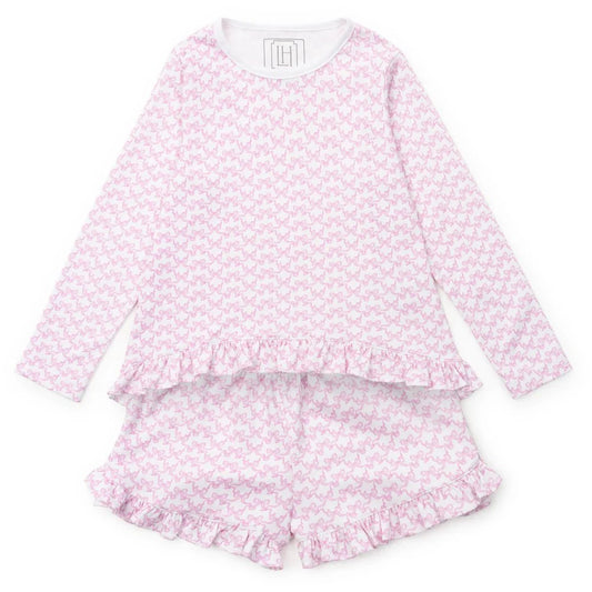 Lila and Hayes Kids 5 / Pink Lila and Hayes Rorie Girls Short Set - Pretty Pink Bows
