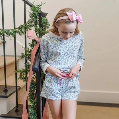 Lila and Hayes Lila and Hayes Stella Girls Sweatshirt Short Set - Holly Holiday