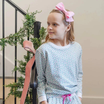 Lila and Hayes Lila and Hayes Stella Girls Sweatshirt Short Set - Holly Holiday