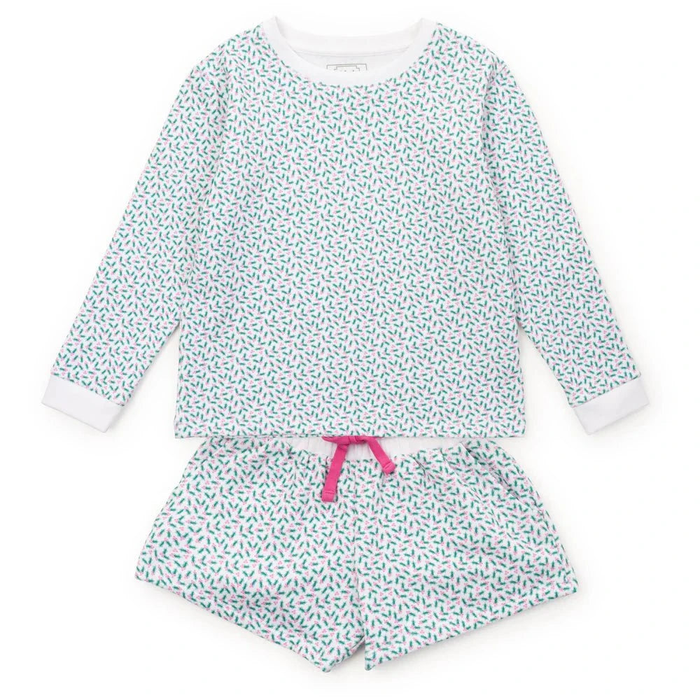 Lila and Hayes Holly Holiday / 5 Lila and Hayes Stella Girls Sweatshirt Short Set - Holly Holiday