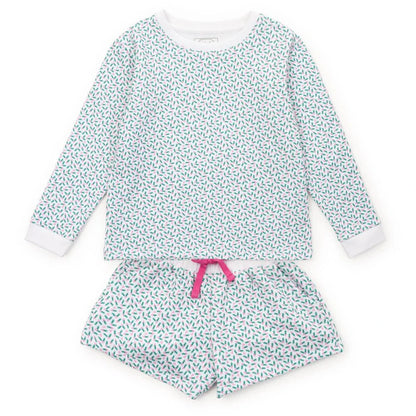 Lila and Hayes Holly Holiday / 5 Lila and Hayes Stella Girls Sweatshirt Short Set - Holly Holiday