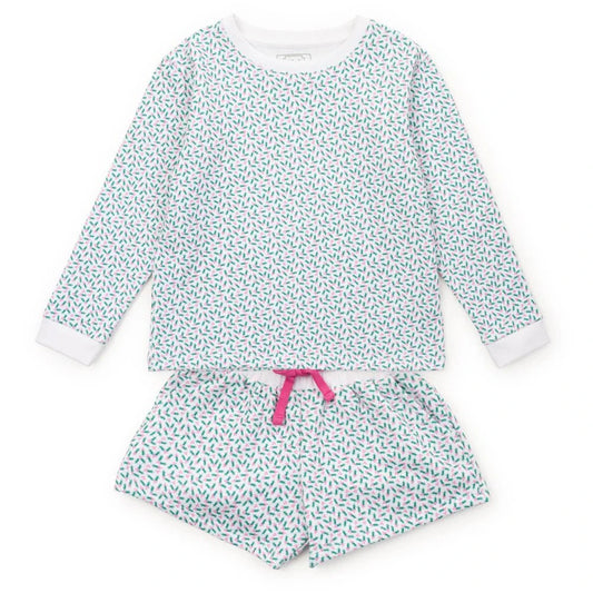 Lila and Hayes Holly Holiday / 5 Lila and Hayes Stella Girls Sweatshirt Short Set - Holly Holiday