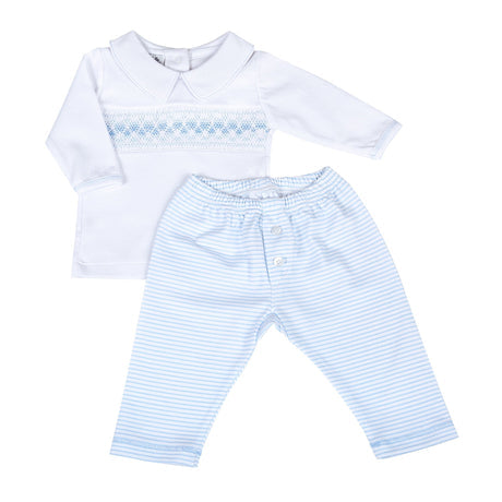 Magnolia Baby Lilly and Logan Pink Smocked Collared Girl Pant Set