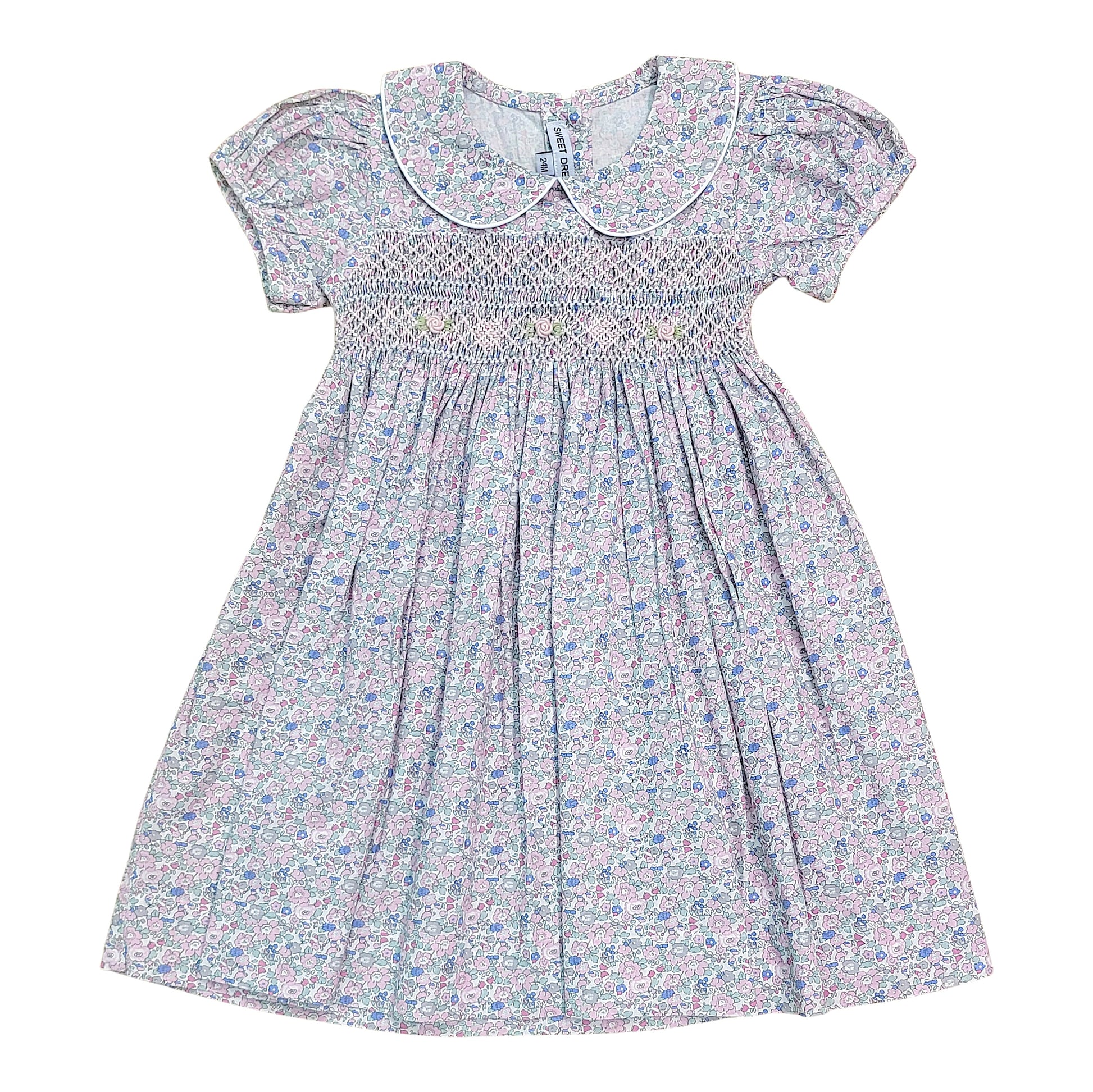 Sweet Dreams Lily Printed Smocked Dress with Collar