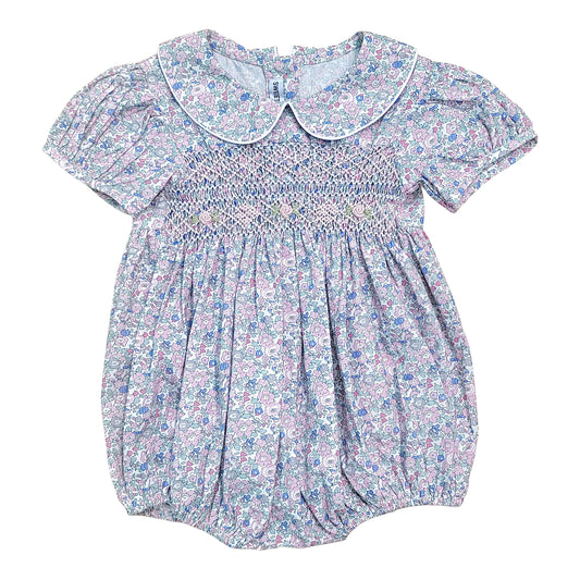 Sweet Dreams Lily Printed Smocked Bubble with Collar