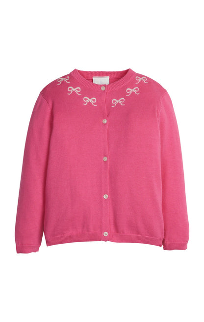 Little English Embroidered Essential Cardigan - Pink Bows