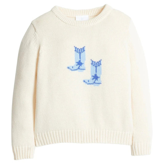Little English Intarsia Sweater - Blue Cowboy Boots