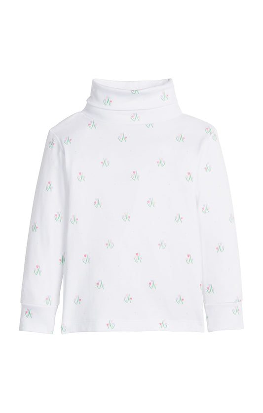 Little English Printed Turtleneck - Tulips