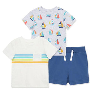 Little Me Boys Boat 3 Piece Short Set