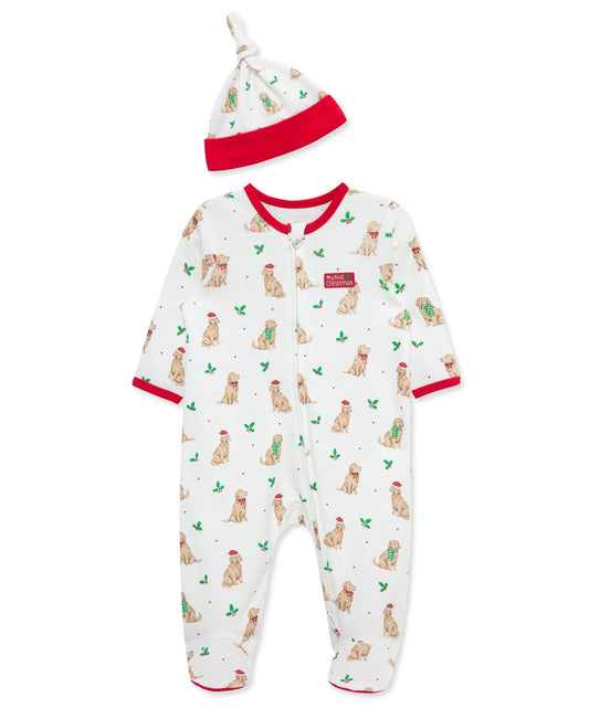 Little Me Festive Pups Footie